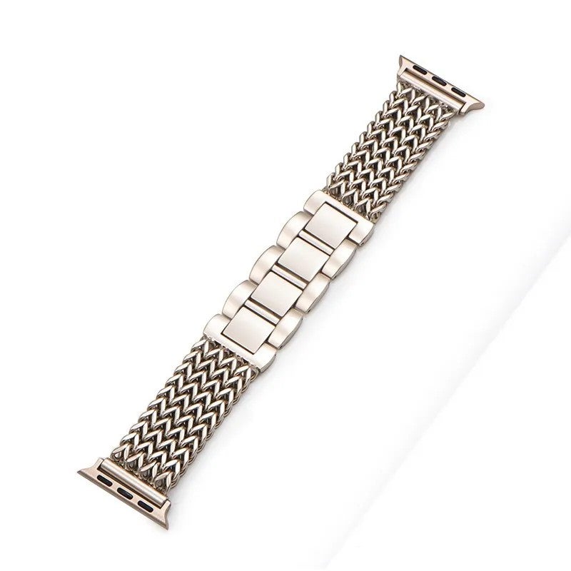 Bluejw Luxury Four-Row Chain Braided Heart Stainless Steel Mesh Band for Apple Watch 44mm 45mm 49mm – Premium Replacement Strap - Image 1