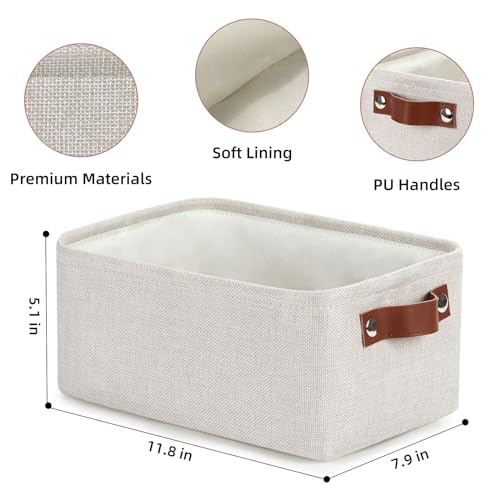 DULLEMELO Storage Baskets Large 16x12x12 Tall Rectangular Baskets Fabric Storage Bins for Organizing Collapsible Shelf Baskets Boxes for Closet Clothes Toys 2 PackWhiteKhaki - Image 3