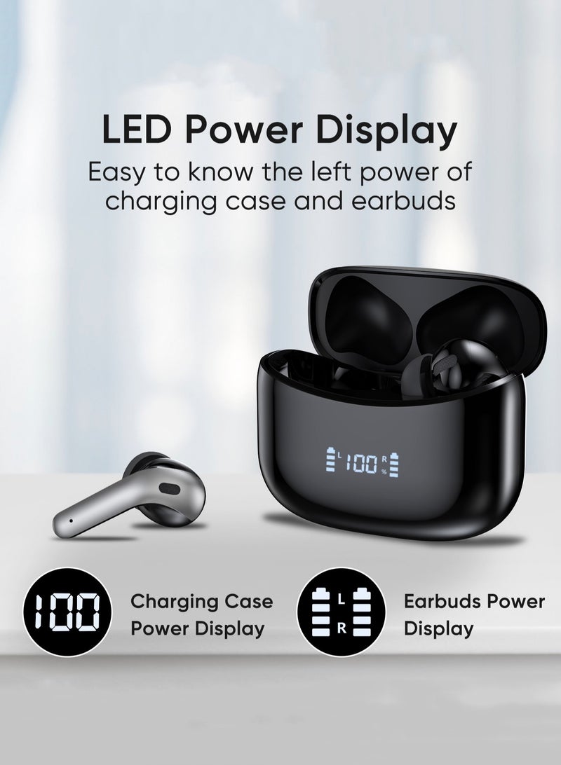 Garlo True Wireless Earbuds, Bluetooth Earphones 60H Playback, CVC Noise Cancelling with Wireless Charging Case, in-Ear Stereo Wireless Earphones Built-in Mic, LED Display, IPX7 Waterproof Sport Headphones  - Image 2