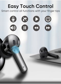 Garlo True Wireless Earbuds, Bluetooth Earphones 60H Playback, CVC Noise Cancelling with Wireless Charging Case, in-Ear Stereo Wireless Earphones Built-in Mic, LED Display, IPX7 Waterproof Sport Headphones  - Image 4