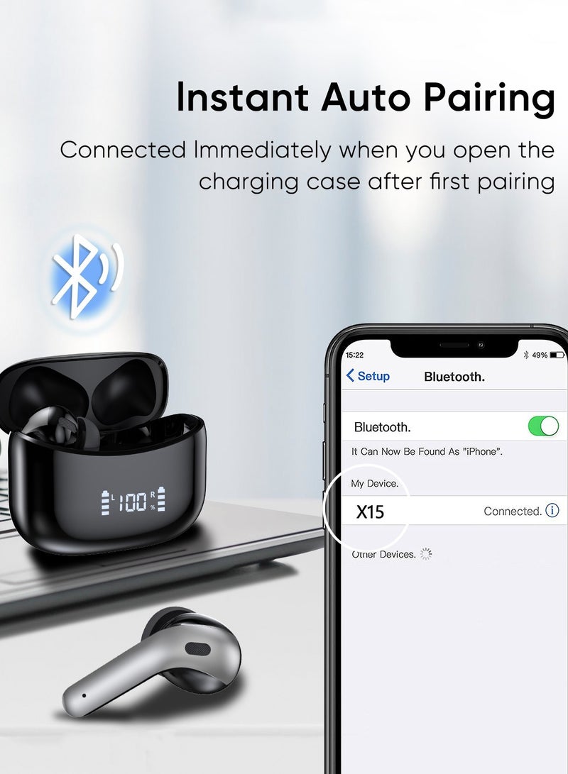 Garlo True Wireless Earbuds, Bluetooth Earphones 60H Playback, CVC Noise Cancelling with Wireless Charging Case, in-Ear Stereo Wireless Earphones Built-in Mic, LED Display, IPX7 Waterproof Sport Headphones  - Image 5