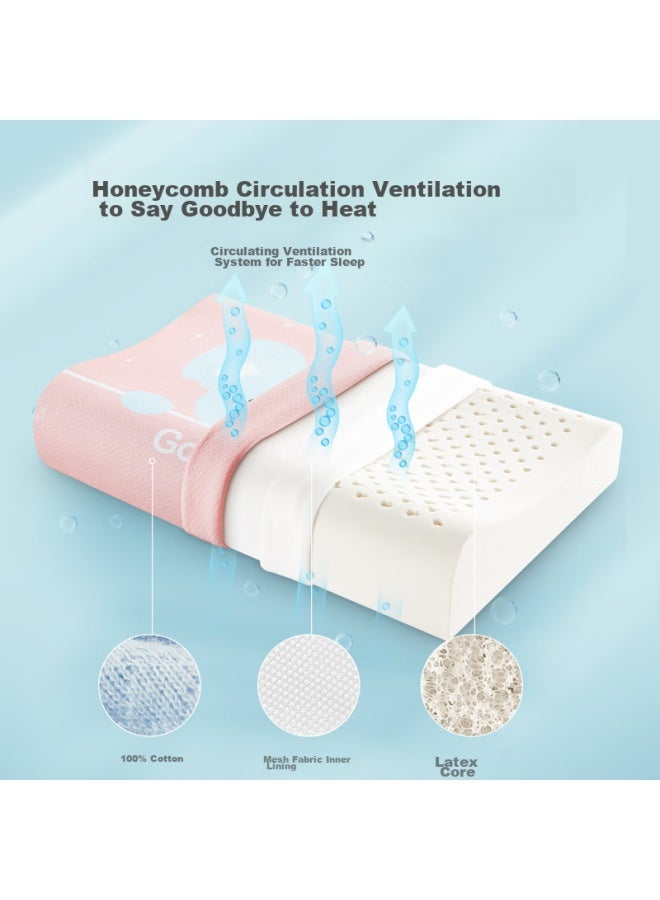 Jago Jiaoao, Thai Natural Latex Pillow, Children's Student Sleeping Cervical Pillow Core, 90% Latex, Pink, 3-6 Years Old - Image 2