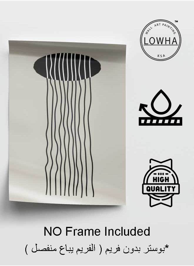 LOWHA - Poster Painting Art With Four Separate Pieces Of Double-Sided Stickers Hand Drawn Art Collage Bw Strips For Home Bedroom Living Room And Office Decor - Image 1