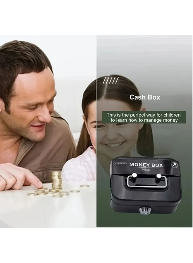 Grey Portable Safe With Key Durable Metal Security Lock Box No Power Required - Image 3