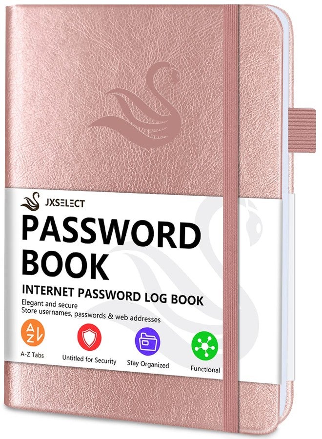 Jxselect Elegant Password Book with Alphabetical Tabs - Hardcover Password Book for Internet Website Address Login - 5.2" x 7.6" Password Keeper and Organizer w/Notes Section & Back Pocket (Rose Gold) - Image 1