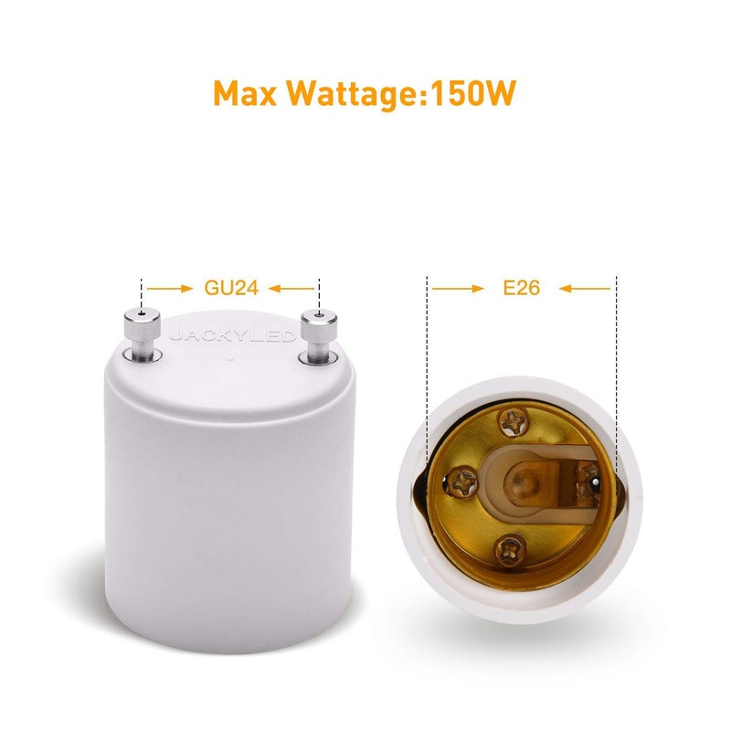 JACKYLED GU24 to E26 E27 Adapter 30-Pack Heat Resistant Up to 392℉ Fire Resistant Converts GU24 Bi-Pin Based Fixture to E26 E27 Standard Screw-in Socket - Image 3