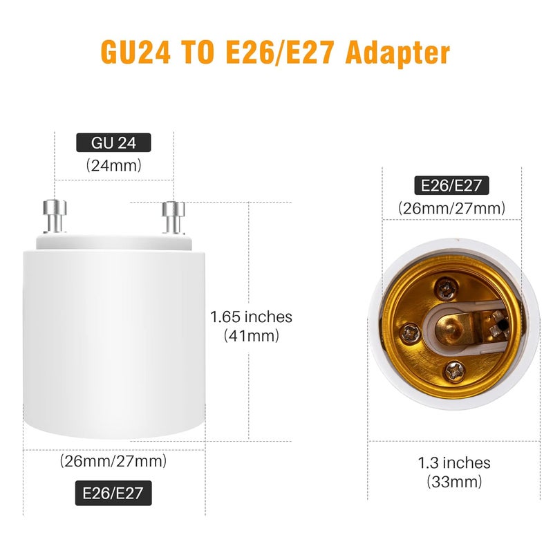 JACKYLED GU24 to E26 E27 Adapter 30-Pack Heat Resistant Up to 392℉ Fire Resistant Converts GU24 Bi-Pin Based Fixture to E26 E27 Standard Screw-in Socket - Image 4