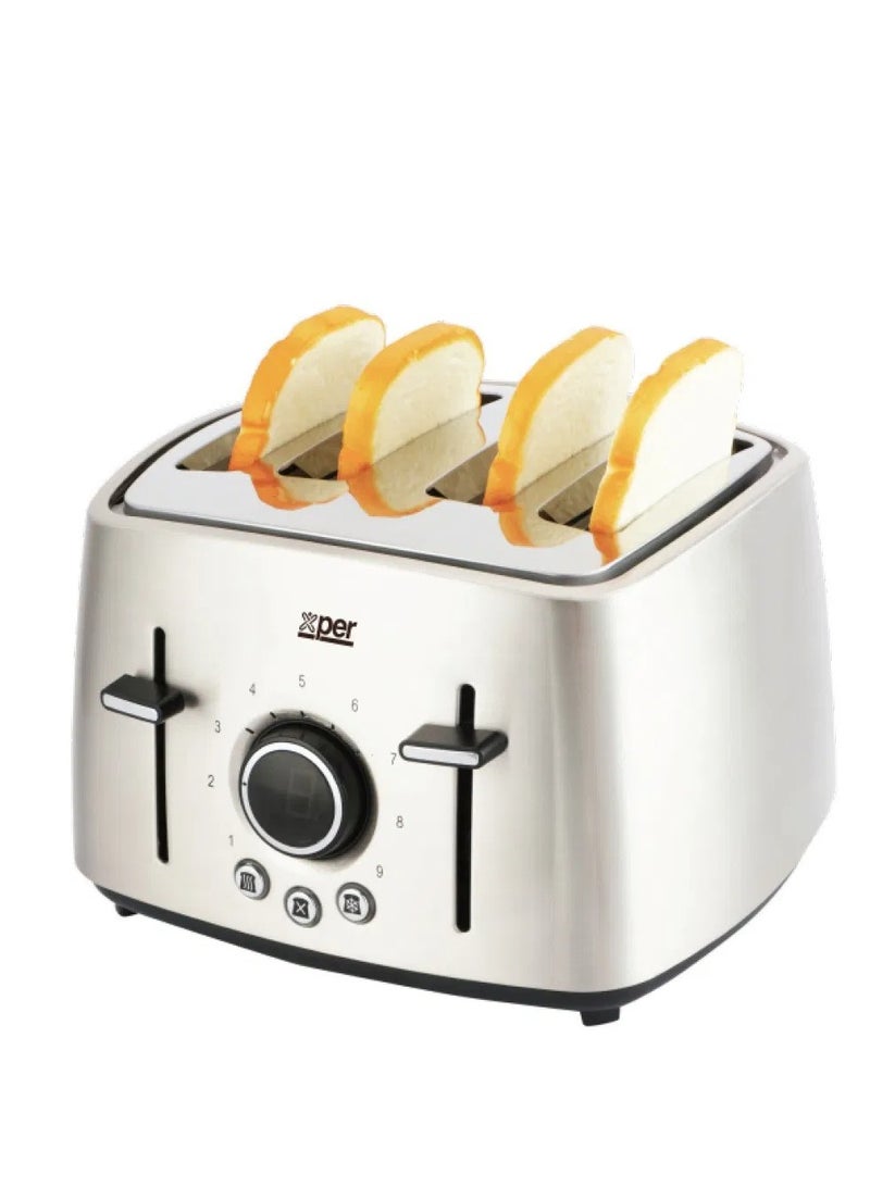 Xper 4 Slice 9 Settings Steel Toaster,1600W, XPTO-888 - Image 1