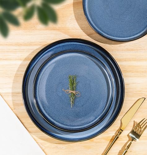 TheTerra Ceramic Dinnerware Sets for 4, 12 Pieces Porcelain Lightweight Plates and Bowls Sets, Scratch Resistant Dish Set, Oven & Microwave & Dishwasher Safe, Starry Blue - Image 2