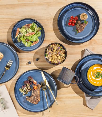 TheTerra Ceramic Dinnerware Sets for 4, 12 Pieces Porcelain Lightweight Plates and Bowls Sets, Scratch Resistant Dish Set, Oven & Microwave & Dishwasher Safe, Starry Blue - Image 3