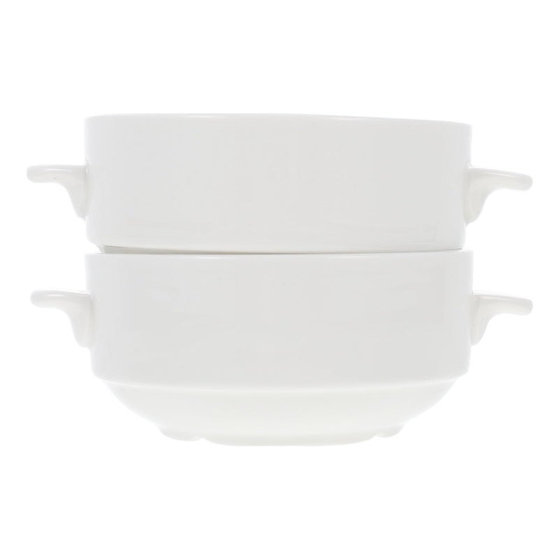 White Ceramic Soup Bowls with Handles 12oz Multi Purpose Serving Bowls for Home Dining - Image 2