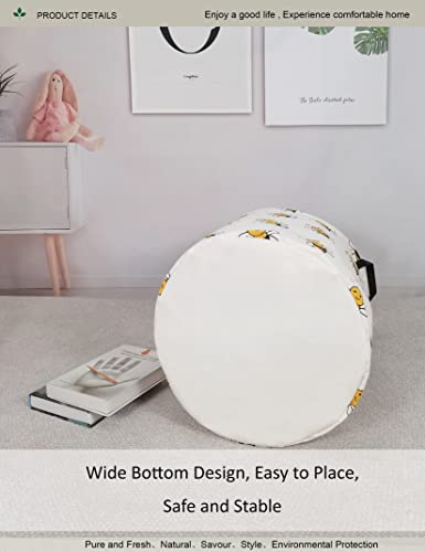 ONOEV Round Folding Laundry Hamper, Canvas Basket,Nersury Hamper,Suitable for Children,Office,Bedroom,Clothes,Toys Storage（Bee） - Image 5