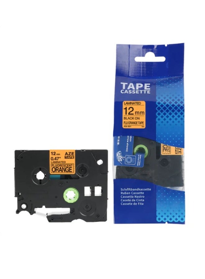 Reacon Compatible 12mm TZE/TZ Label Tape for Brother P-Touch Printers (ORANGE)