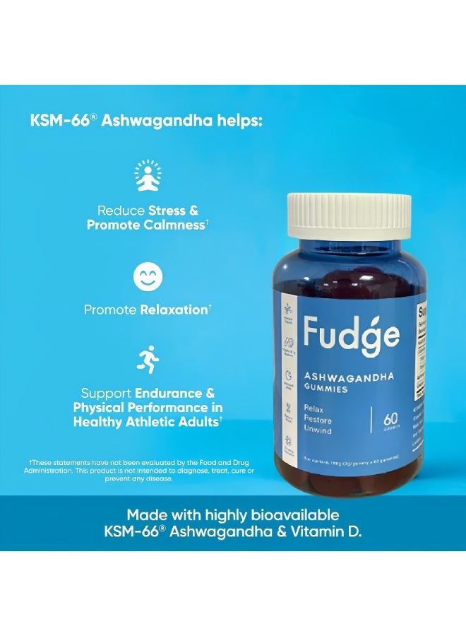 Fudge Ashwagandha & Vitamin Gummy 60 Gummies - Mixed Berry, KSM-66, Vegan, Plant Based, Non-GMO, Gluten-Free & Gelatin Free. - Image 3