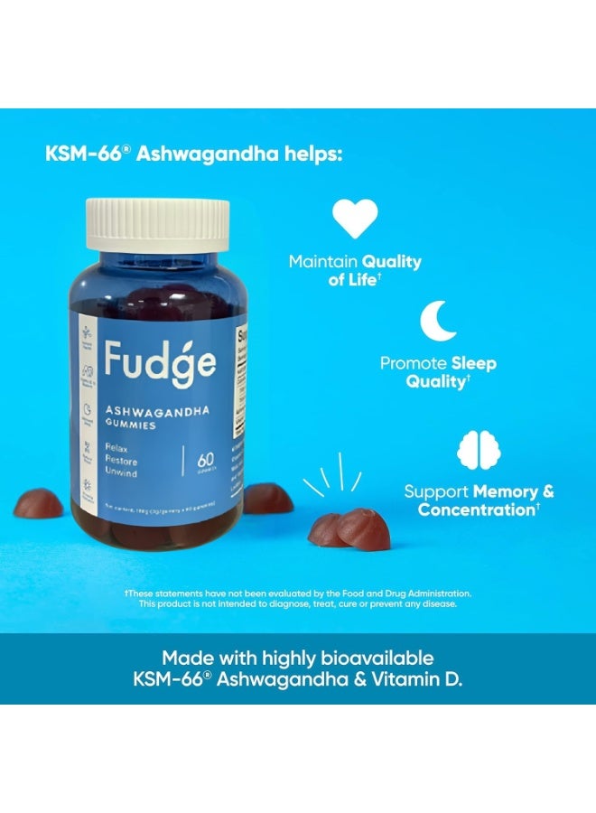 Fudge Ashwagandha & Vitamin Gummy 60 Gummies - Mixed Berry, KSM-66, Vegan, Plant Based, Non-GMO, Gluten-Free & Gelatin Free. - Image 5