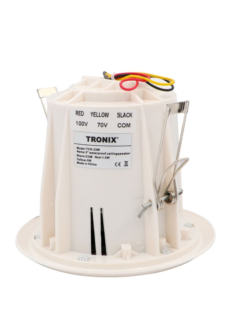 TRONIX TRONIX TCS33W 3 Inch Waterproof Ceiling Speaker with Transformer  - Image 2