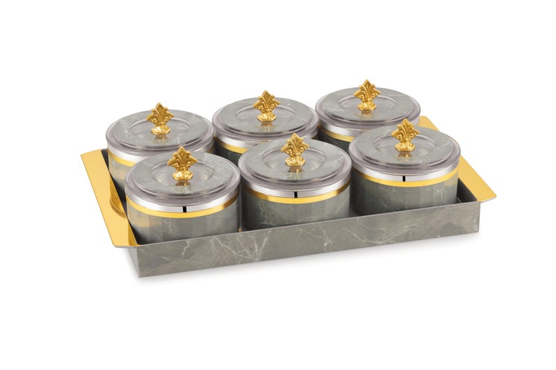 Nabhya Jupiter Multipurpose Dry Fruit Air Tight Storage Container With Inner Steel Bowl & Serving Tray for Home & Kitchen 500ML (Grey, Set of 6) - Image 3