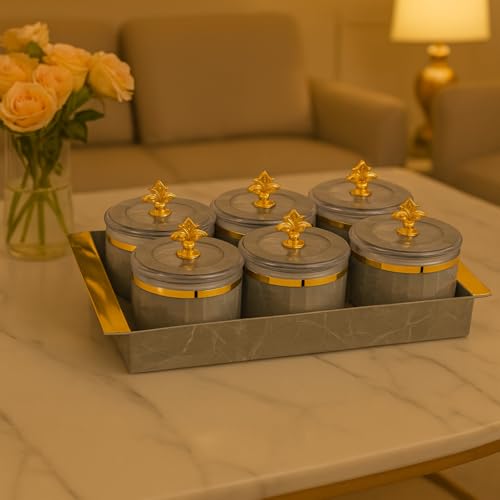Nabhya Jupiter Multipurpose Dry Fruit Air Tight Storage Container With Inner Steel Bowl & Serving Tray for Home & Kitchen 500ML (Grey, Set of 6) - Image 5