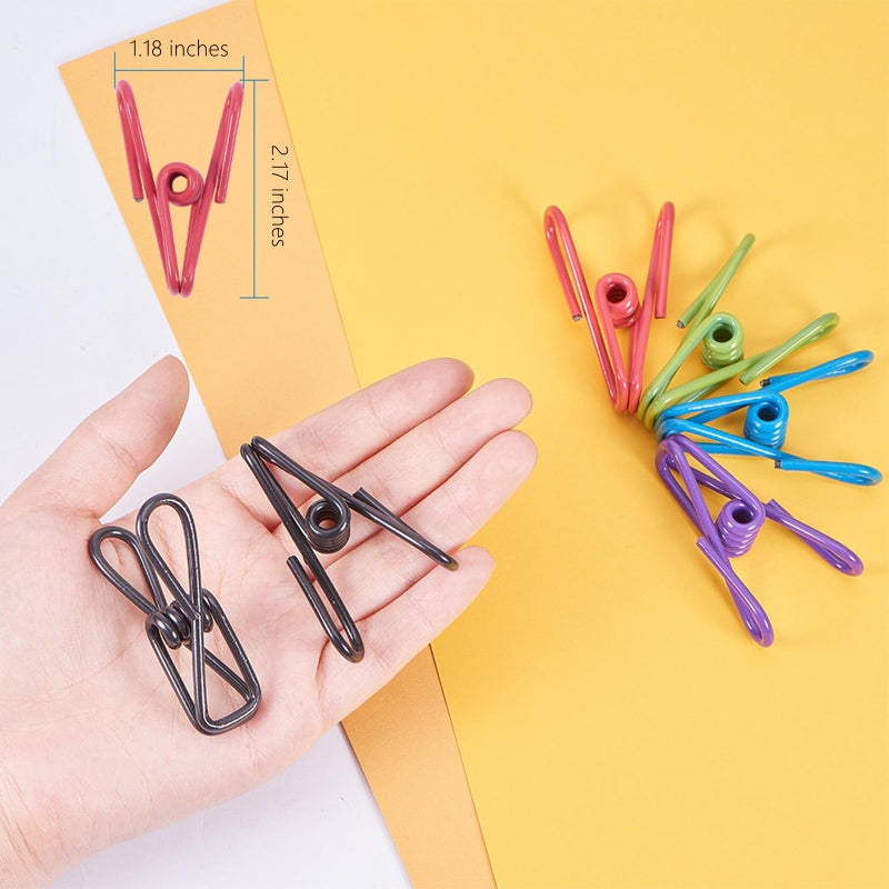 HUAMIAODI 20 Pcs Chip Clips Utility PVC-Coated High Elastic Strength Steel Clip for Sealing Food Package,Chips Bag,Paper,Clothes,2 Inch,Random Colors - Image 2