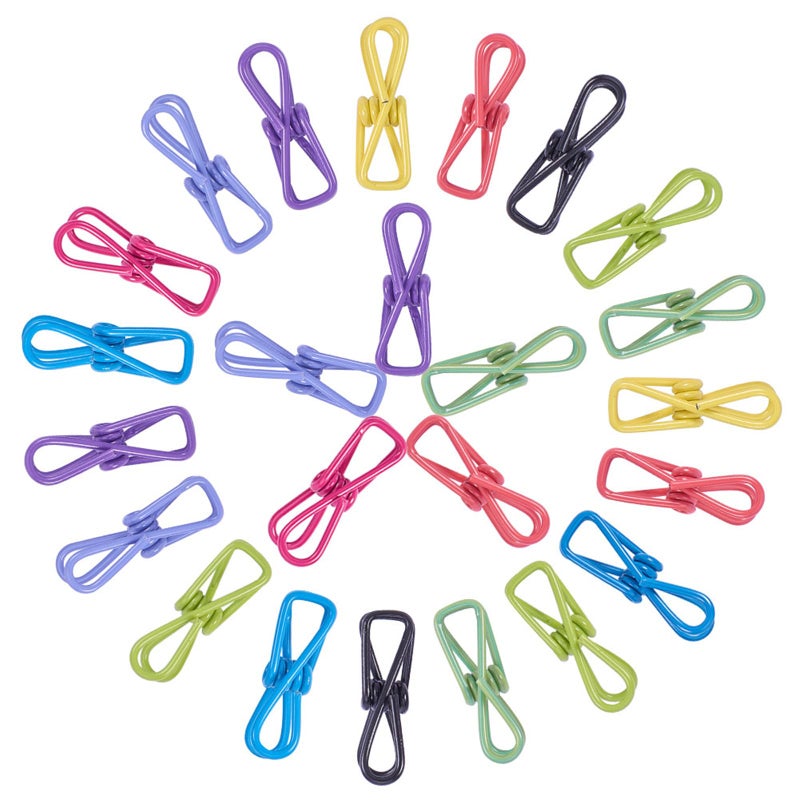 HUAMIAODI 20 Pcs Chip Clips Utility PVC-Coated High Elastic Strength Steel Clip for Sealing Food Package,Chips Bag,Paper,Clothes,2 Inch,Random Colors - Image 1