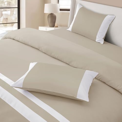Spread Spain® Botanic Cotton 550 Thread Count Single Size Quilt Cover with Corner Loops & Openable Zipper (60X90) - Sand - Image 2