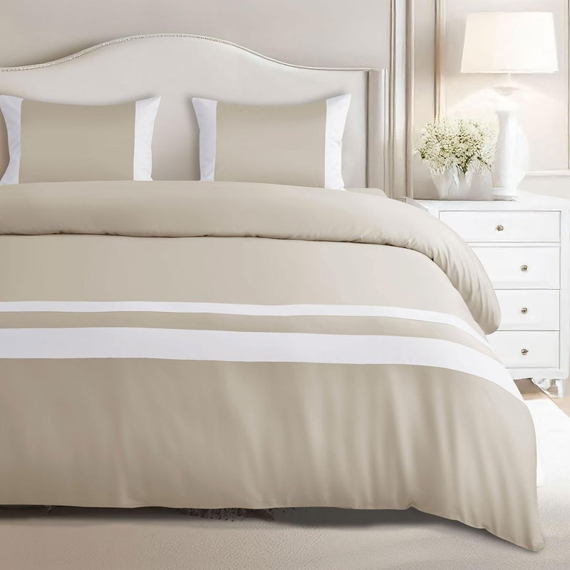 Spread Spain® Botanic Cotton 550 Thread Count Single Size Quilt Cover with Corner Loops & Openable Zipper (60X90) - Sand - Image 5