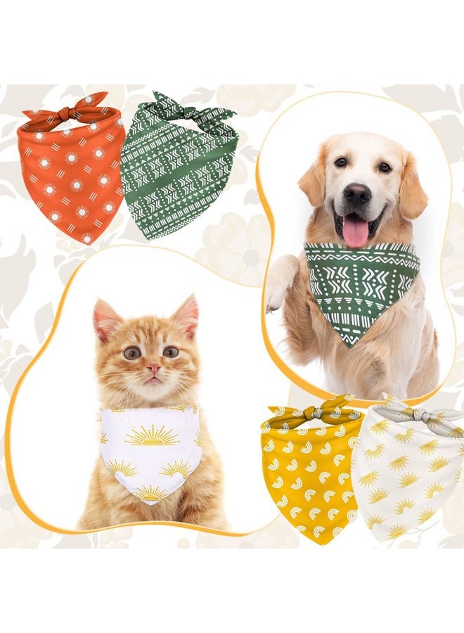 Whaline 4 Pieces Boho Pet Bandanas Rainbow Dog Scarf Washable Yellow Green Red Pet Neckerchief Triangle Dog Bibs Assortment Puppy Kerchief Accessories for Pet Costume Supply - Image 3
