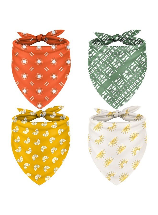 Whaline 4 Pieces Boho Pet Bandanas Rainbow Dog Scarf Washable Yellow Green Red Pet Neckerchief Triangle Dog Bibs Assortment Puppy Kerchief Accessories for Pet Costume Supply - Image 1