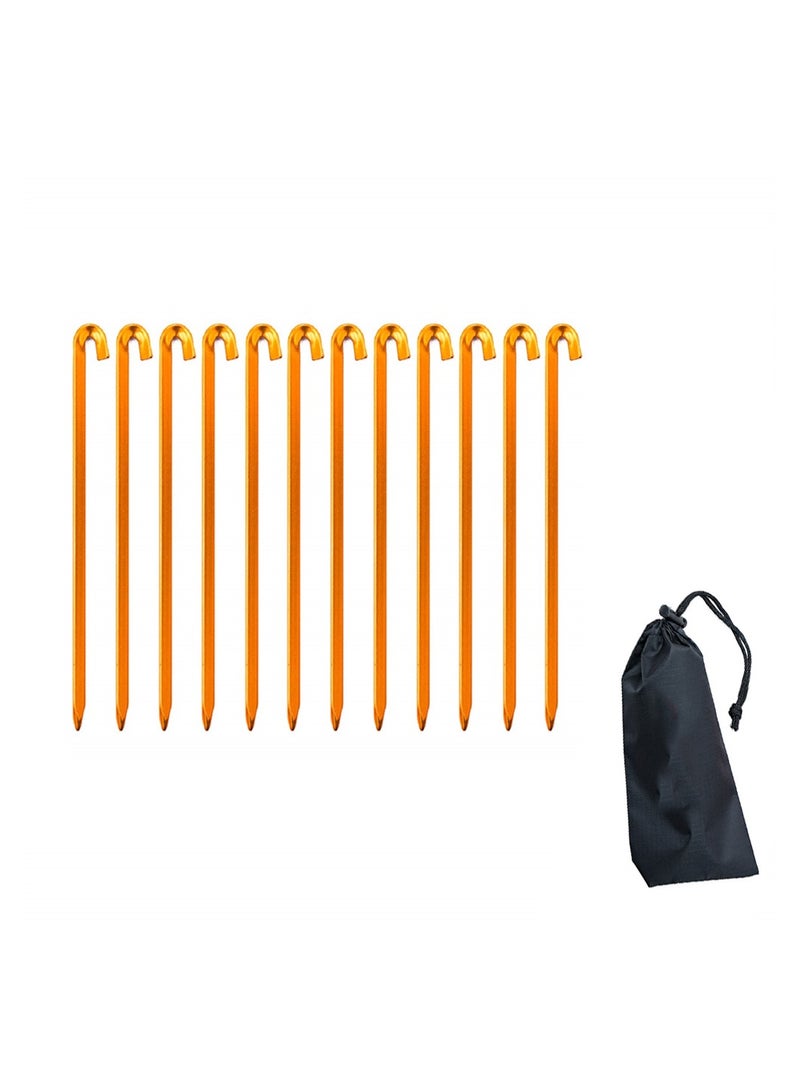 KASTWAVE Tent Pegs 12Pcs Aluminium Alloy Tent Stakes with Storage Pouch Bag Heavy Duty Garden Nail for Outdoor Camping Awning Tarp Hiking Gardening Park Lawn Beach  - Image 1