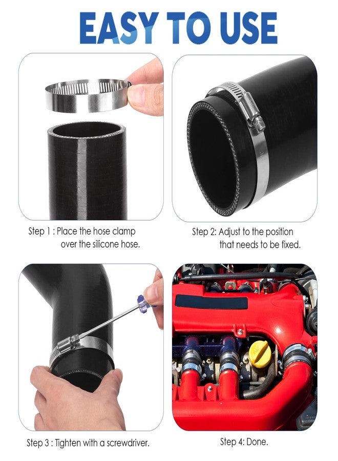 Glarks 4inch (102mm) ID Straight Coupler Silicone Hose 4inch(100mm) Length 4-Ply Reinforced High Performance with 2Pcs 105-127MM tainless Steel T-Bolt Clamp for Turbo, Intercooler and Intake - Image 4
