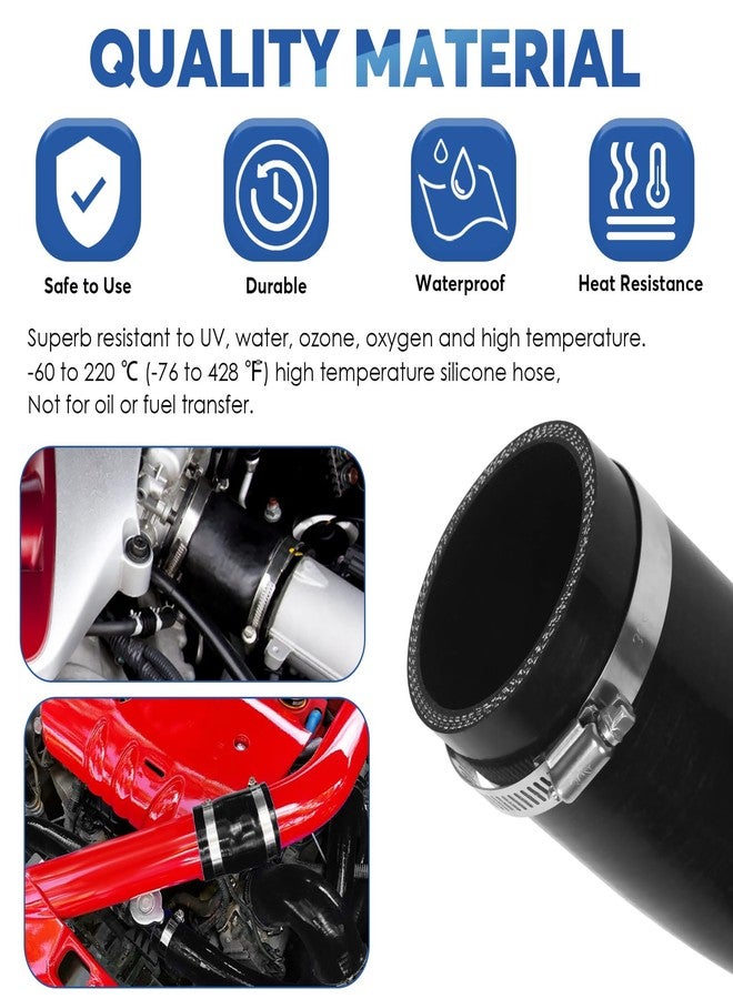 Glarks 4inch (102mm) ID Straight Coupler Silicone Hose 4inch(100mm) Length 4-Ply Reinforced High Performance with 2Pcs 105-127MM tainless Steel T-Bolt Clamp for Turbo, Intercooler and Intake - Image 3