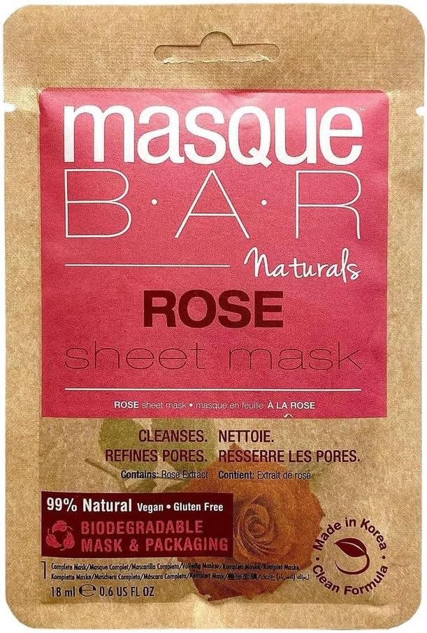 masque BAR Naturals Cleansing Refining Rose Sheet Face Mask 1pc Korean Skin Care Beauty Eco Friendly