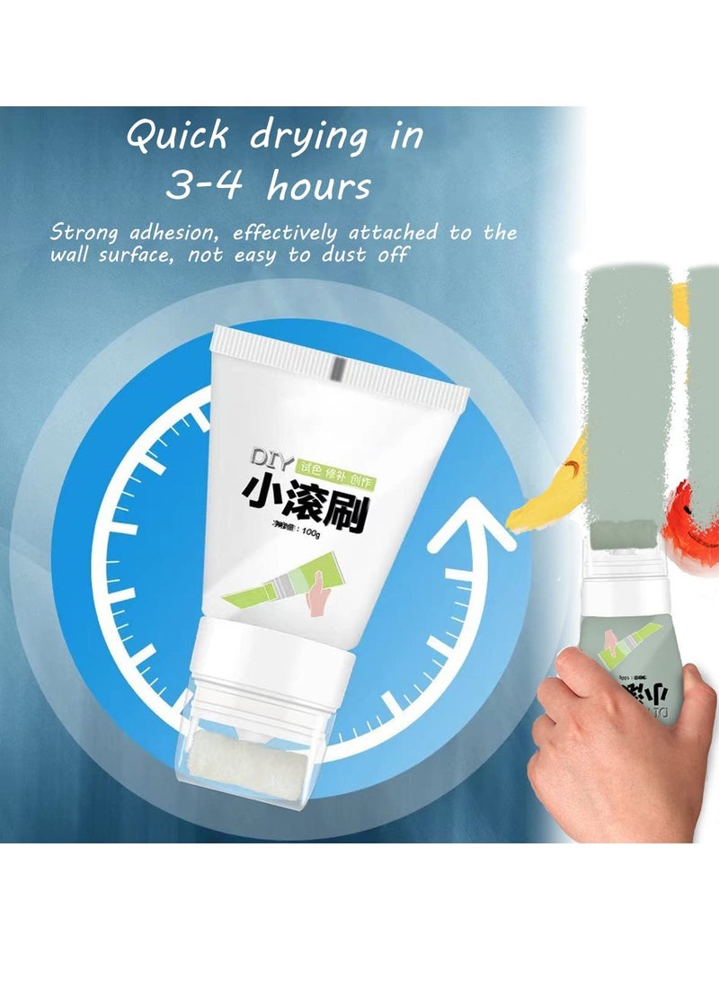 2 PCS Eco-Friendly 2-in-1 Small Rolling Brush for Easy Wall Paint Repair & Renovation - 100g Pink Graffiti Paint for DIY Projects - Image 5