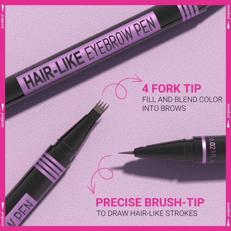 iMethod Eyebrow Pen - Eyebrow Pencil Magic 2-in-1 Eye Brow Pencils for Women with 4-Fork-Tip and Precise Brush-Tip Create Natural Hair-Like Brows, Last All Day, Microblading Eyebrow Pen, Black Brown - Image 4