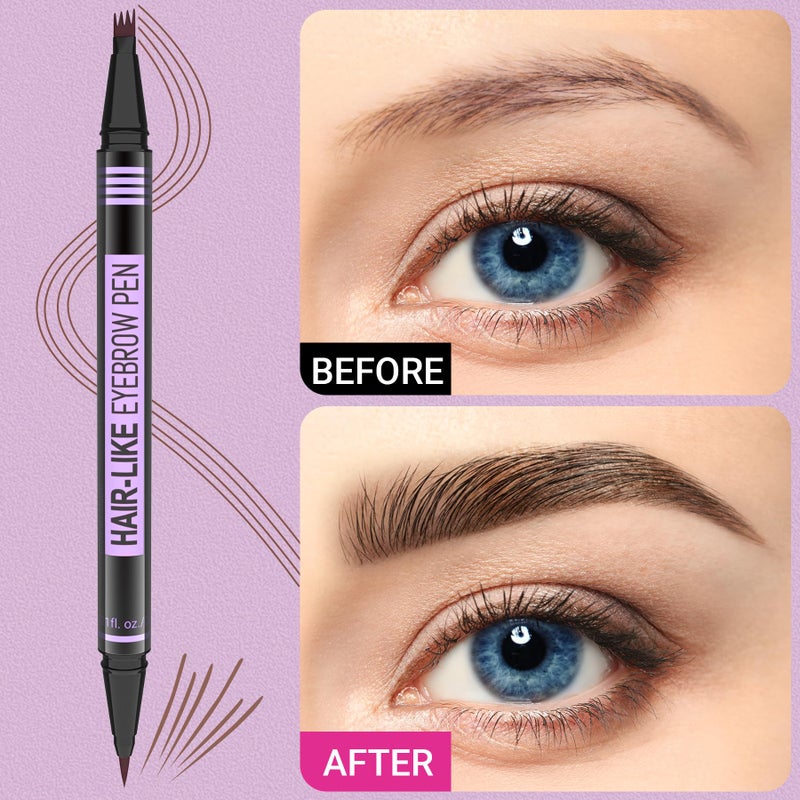 iMethod Eyebrow Pen - Eyebrow Pencil Magic 2-in-1 Eye Brow Pencils for Women with 4-Fork-Tip and Precise Brush-Tip Create Natural Hair-Like Brows, Last All Day, Microblading Eyebrow Pen, Black Brown - Image 2