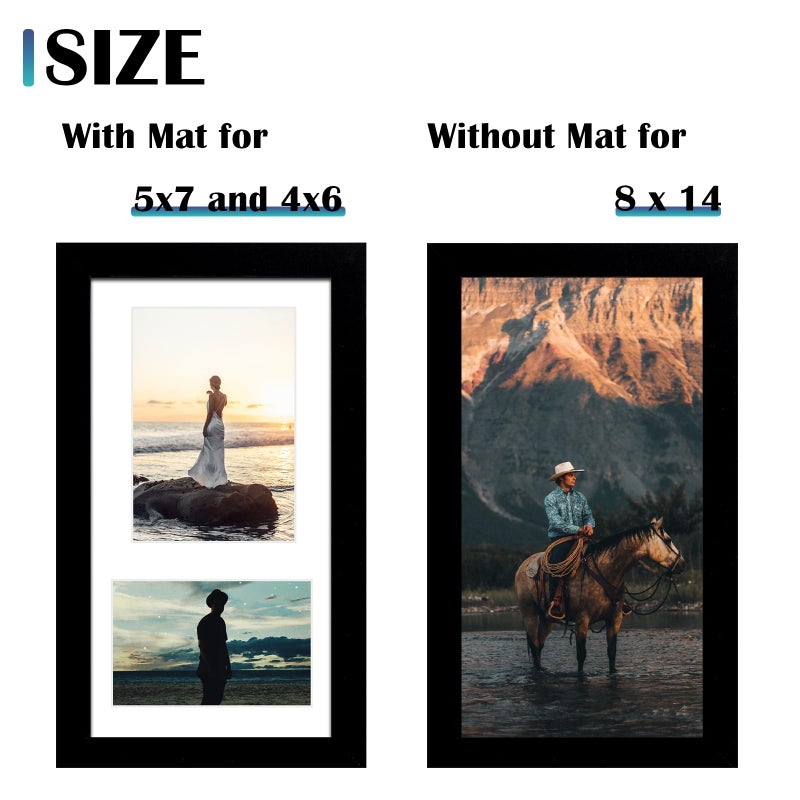 DUENPY 8x14 Picture Frame Collage Display 4x6 and 5x7 Photos for Available Horizontal Wall Mounting Display and Vertical Black - Image 5