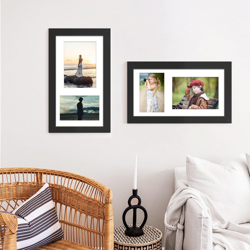 DUENPY 8x14 Picture Frame Collage Display 4x6 and 5x7 Photos for Available Horizontal Wall Mounting Display and Vertical Black - Image 3