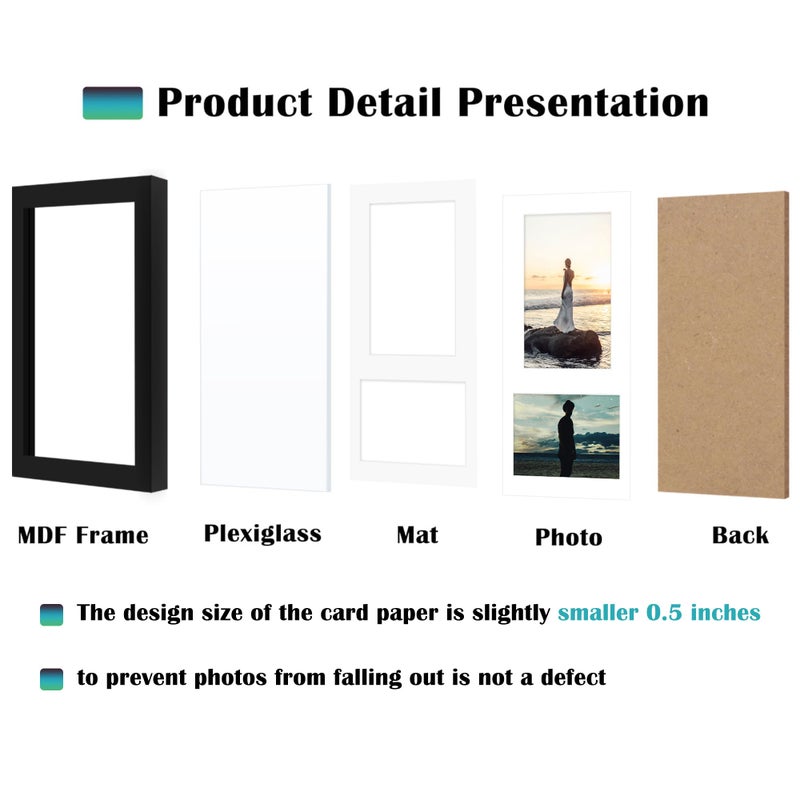 DUENPY 8x14 Picture Frame Collage Display 4x6 and 5x7 Photos for Available Horizontal Wall Mounting Display and Vertical Black - Image 4