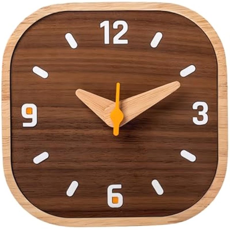 أنكوفو ساعة طاولة خشبية - 5.3 انش، ساعة مكتب صغيرة صامتة من خشب الجوز الأسود، ساعة ديكور لطيفة مناسبة لغرفة المعيشة/غرفة النوم/بجانب السرير/المكتب (عربي) - Image 1