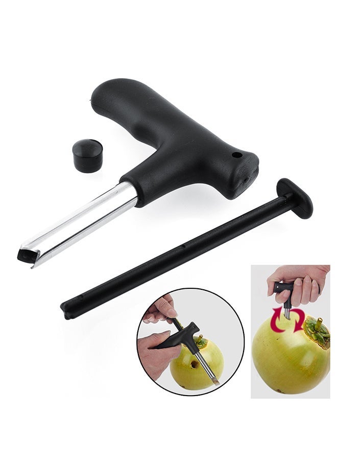 NIBEMINENT Stainless Steel Coconut Opener Driller With Cleaning Stick Black/Silver - Image 2