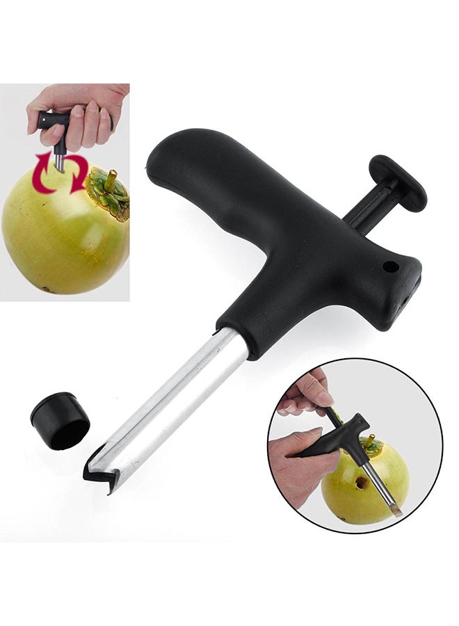 NIBEMINENT Stainless Steel Coconut Opener Driller With Cleaning Stick Black/Silver - Image 3