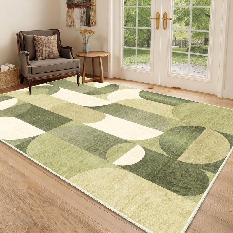 Castage Green Rug 3x5 Washable Area Rugs for Bedroom Living Room Kitchen Entryway Bedside,Modern Geometric Non Slip Small Carpet - Image 3
