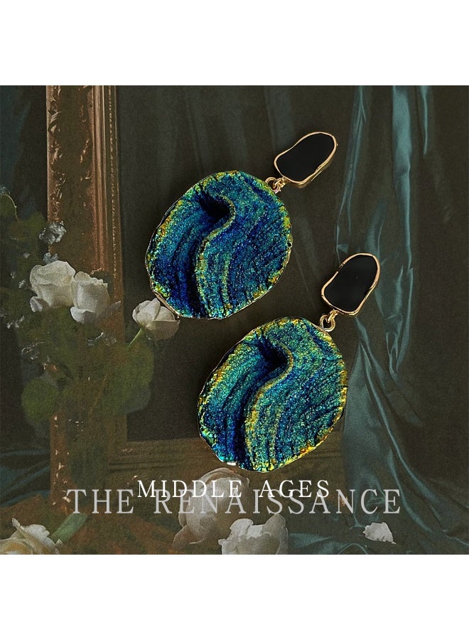 【 Sunset Coast】Iridescent Gold-Texture Earrings, Irregular Color-Blocking Unique Ear Jewelry - Image 2