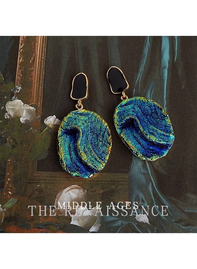 【 Sunset Coast】Iridescent Gold-Texture Earrings, Irregular Color-Blocking Unique Ear Jewelry - Image 3