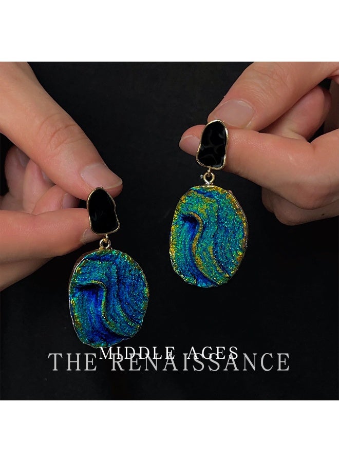 【 Sunset Coast】Iridescent Gold-Texture Earrings, Irregular Color-Blocking Unique Ear Jewelry - Image 4
