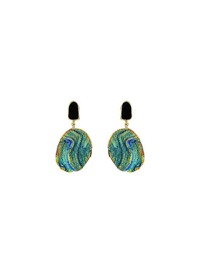 【 Sunset Coast】Iridescent Gold-Texture Earrings, Irregular Color-Blocking Unique Ear Jewelry - Image 5