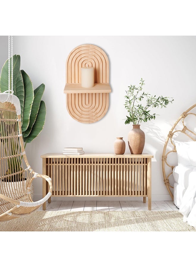 XiuWoo 2-Pcs Boho Wood Wall Hanging Shelves, Arch Decor Shelf, Home Floating Storage Shelf, Bohemian Display Shelving, Wall Decor Rack for Home, Office - Image 4