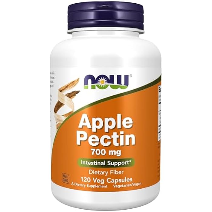 NOW Foods Supplements, Apple Pectin 700 mg, Dietary Fiber, Intestinal Support*, 120 Veg Capsules - Image 1