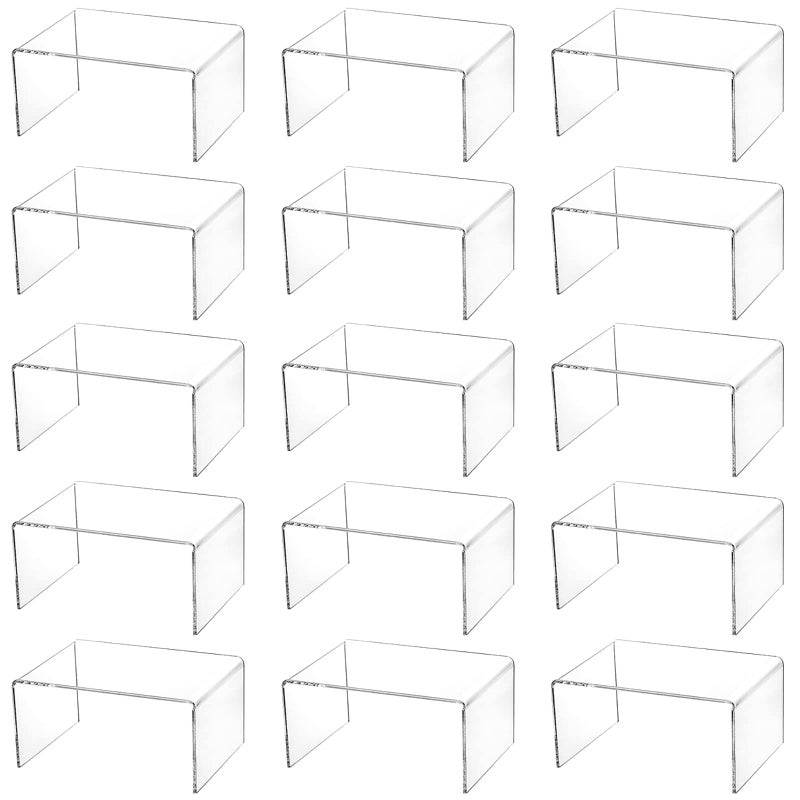 Hedume 16 Pack Clear Acrylic Display Risers 44 x 32 x 22 Display Stand for Figures Buffets Dessert Cupcakes Candy Jewelry and Collectibles