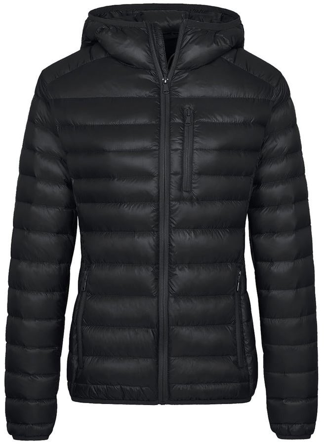 Wantdo Women's Packable Down Jacket Lightweight Puffer Jacket Hooded Winter Coat, Black, L - Image 1
